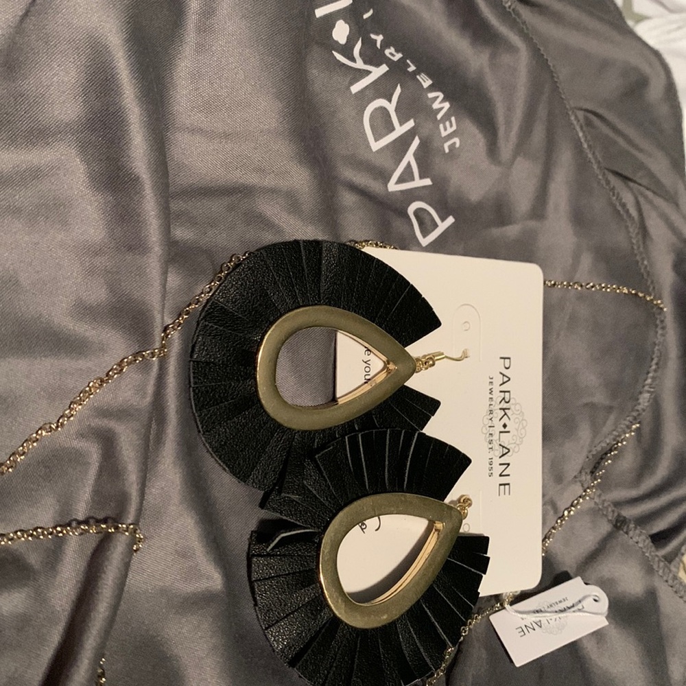 Park Lane leather fringe earrings